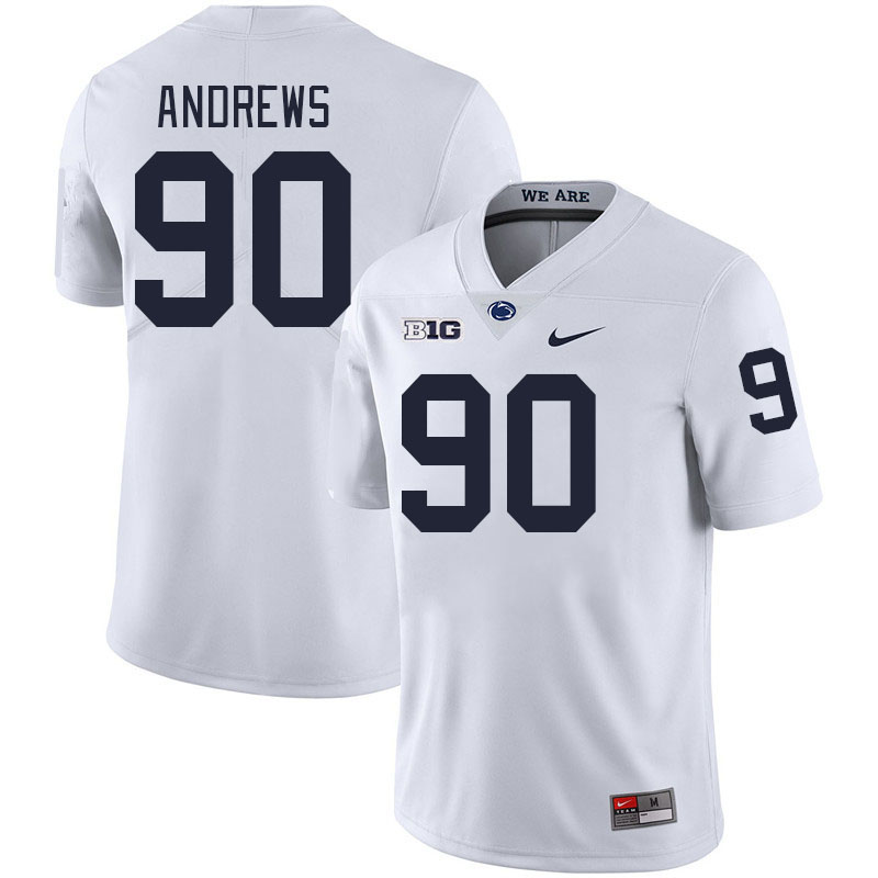 Men #90 Liam Andrews Penn State Nittany Lions College Football Jerseys Stitched-White